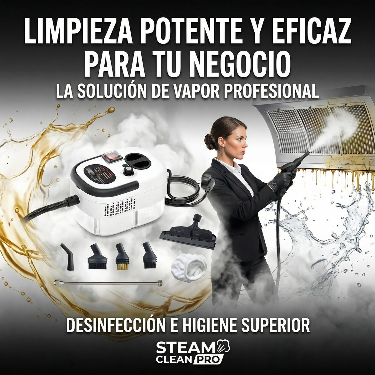 Limpiador a Vapor 4 en 1 'Adiós Grasa'
